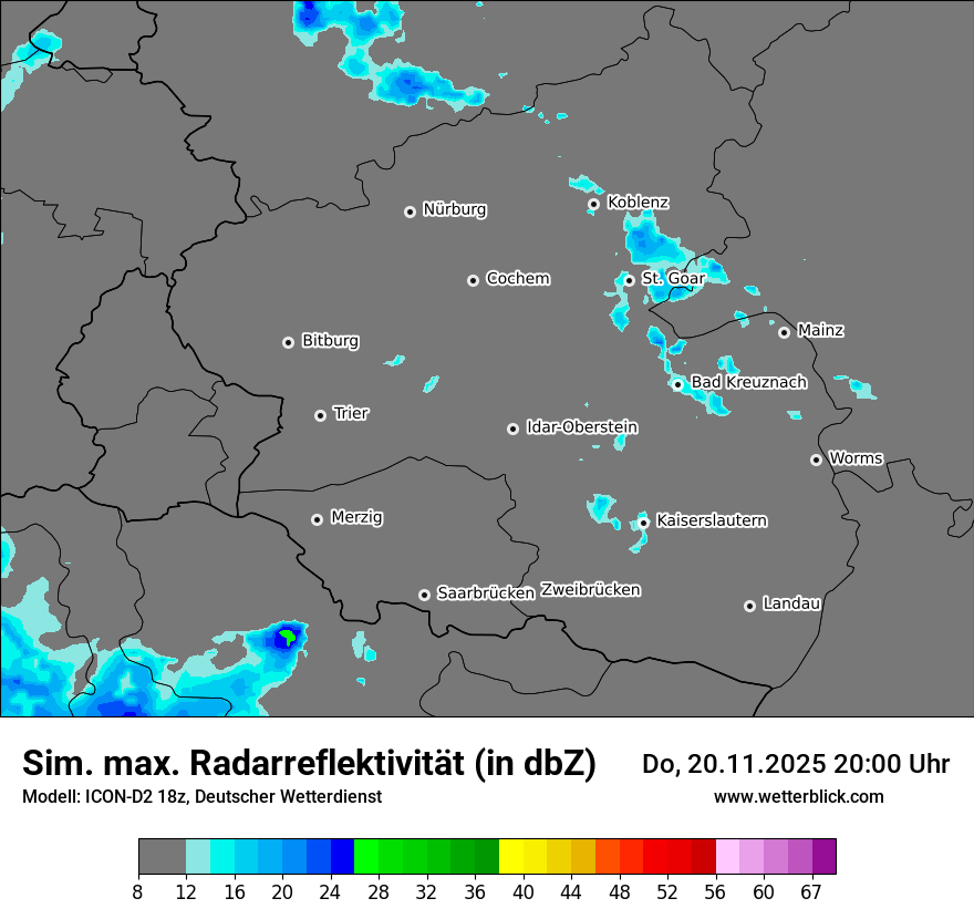 Modellkarten Simuliertes Radarbild