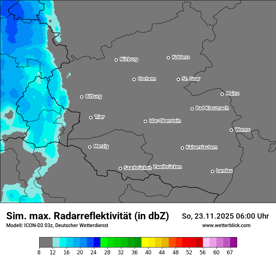 Modellkarten Simuliertes Radarbild