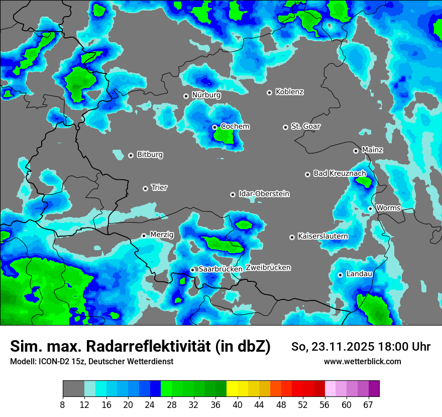 Modellkarten Simuliertes Radarbild