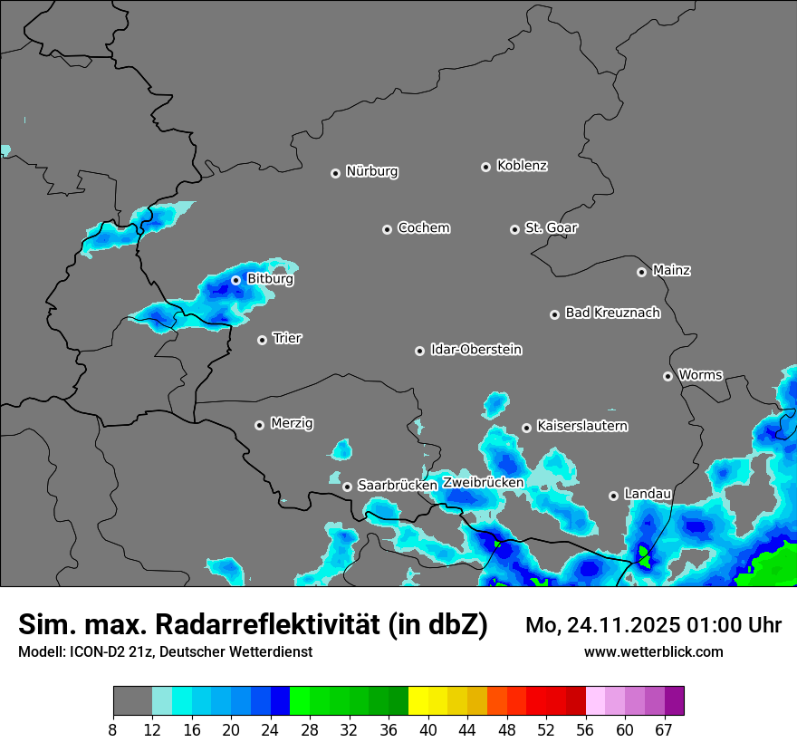 Modellkarten Simuliertes Radarbild