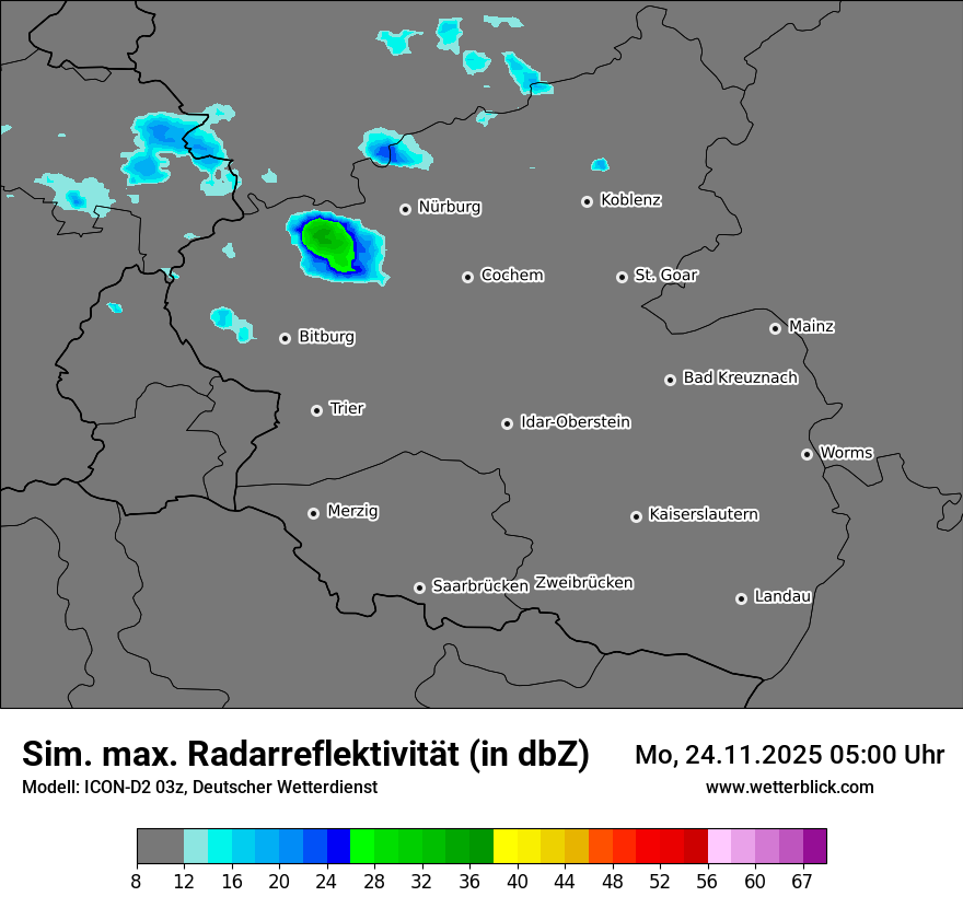 Modellkarten Simuliertes Radarbild