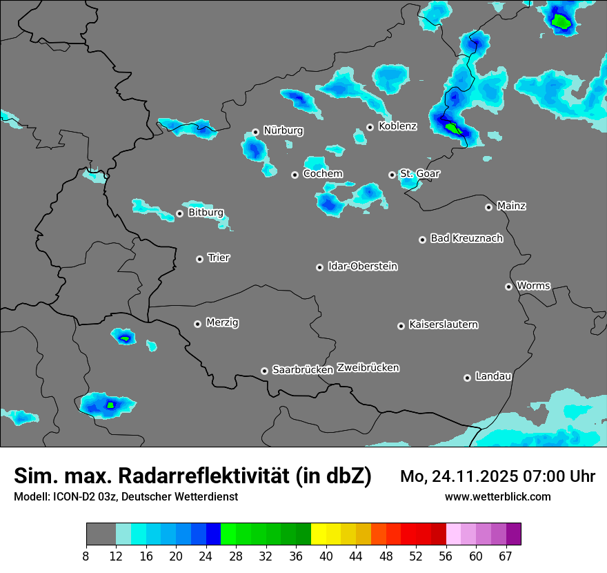 Modellkarten Simuliertes Radarbild
