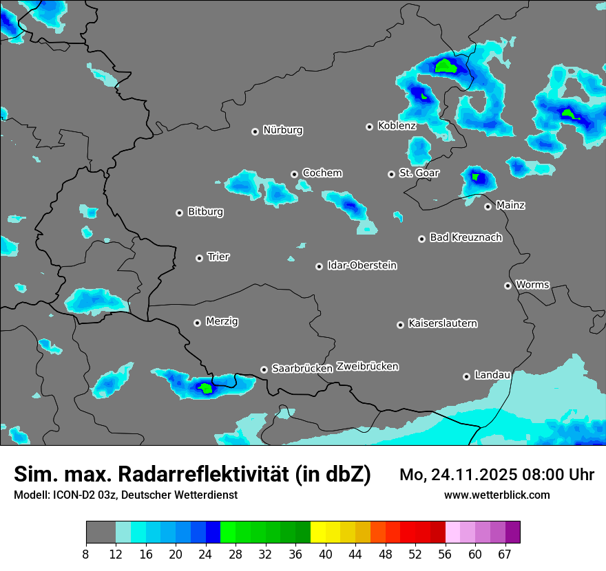 Modellkarten Simuliertes Radarbild