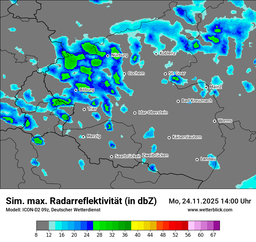 Modellkarten Simuliertes Radarbild