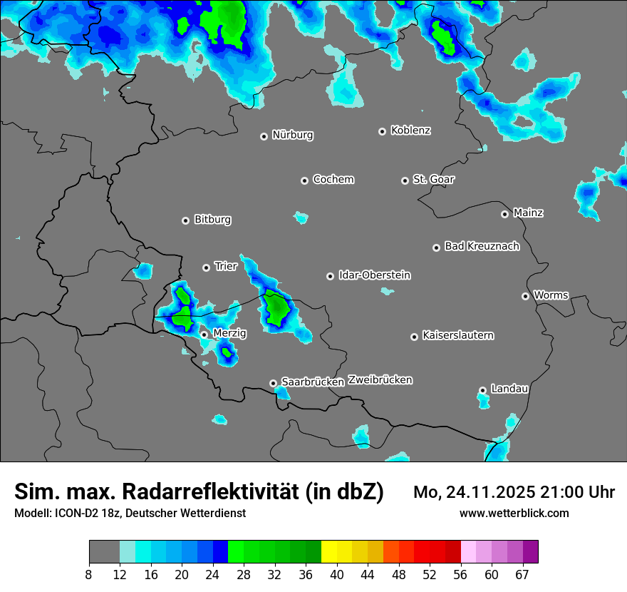 Modellkarten Simuliertes Radarbild