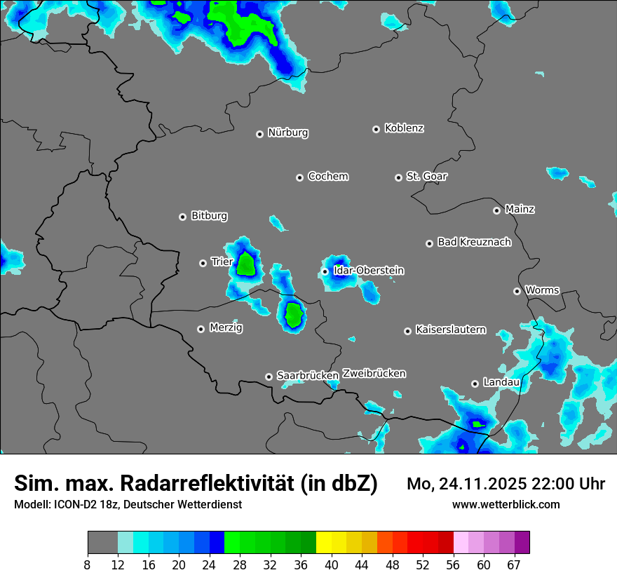Modellkarten Simuliertes Radarbild