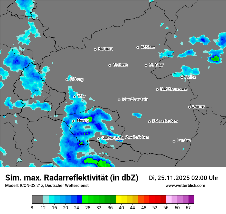Modellkarten Simuliertes Radarbild