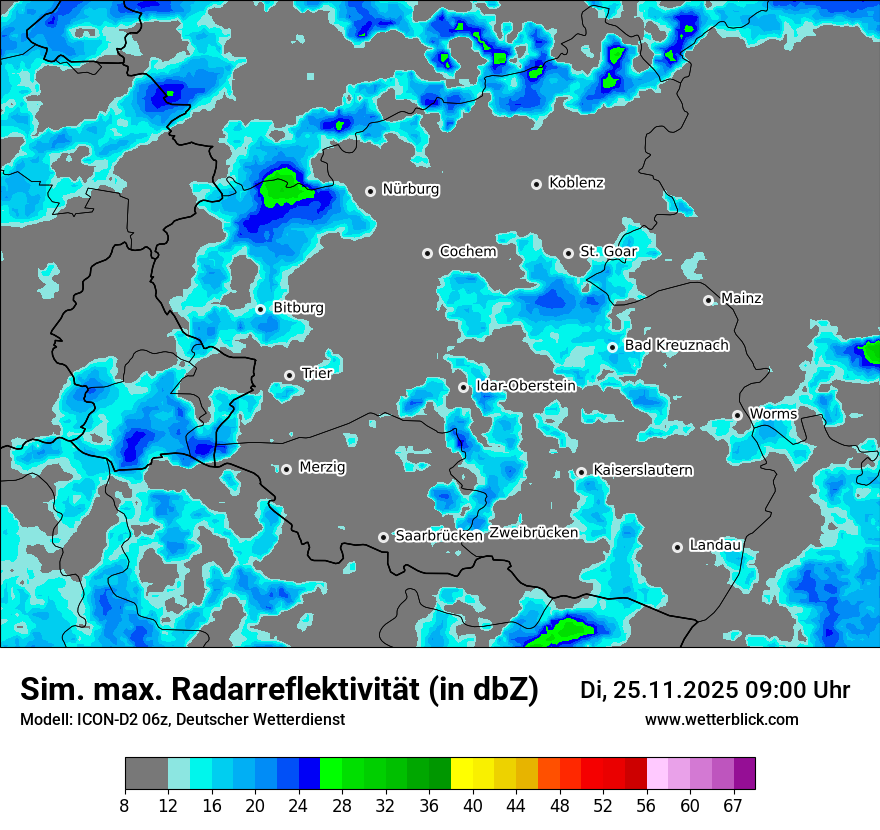 Modellkarten Simuliertes Radarbild