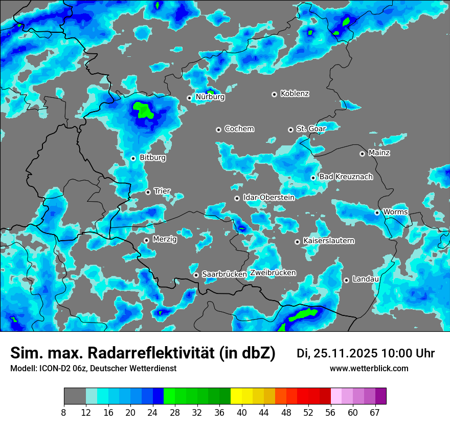Modellkarten Simuliertes Radarbild