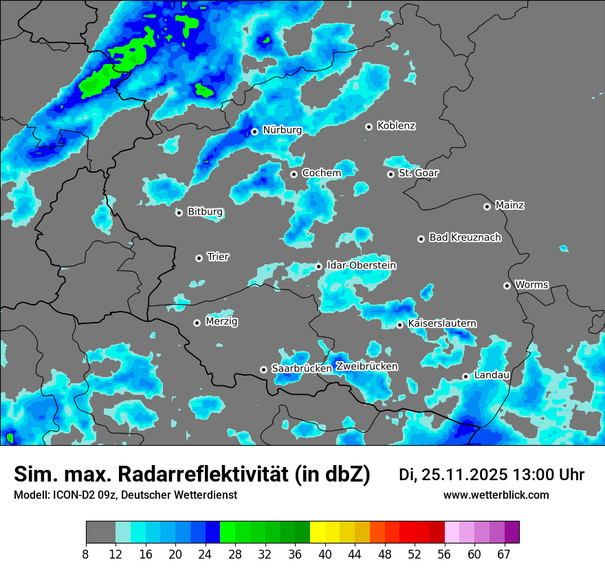 Modellkarten Simuliertes Radarbild
