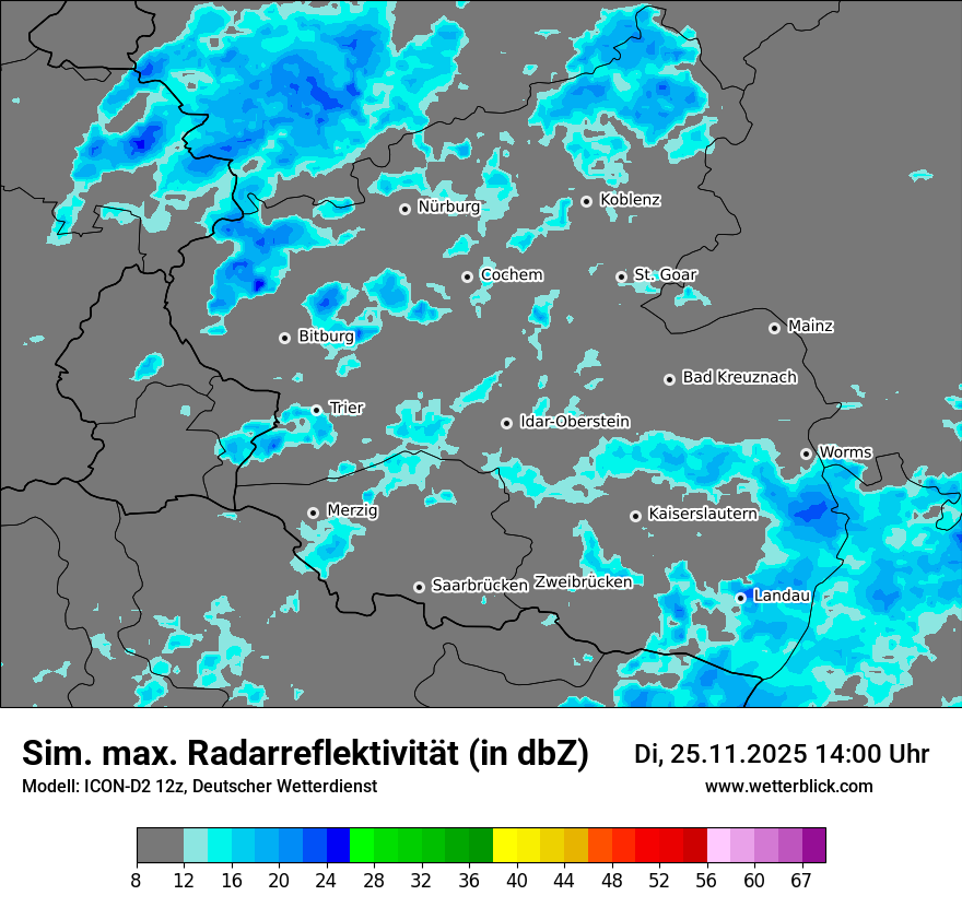 Modellkarten Simuliertes Radarbild