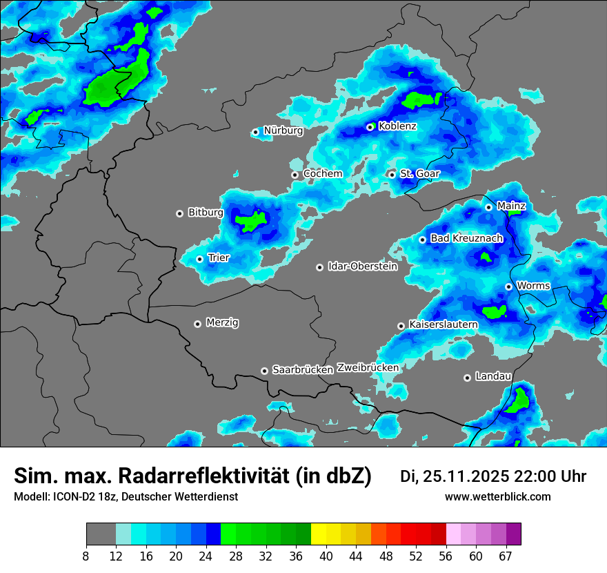 Modellkarten Simuliertes Radarbild