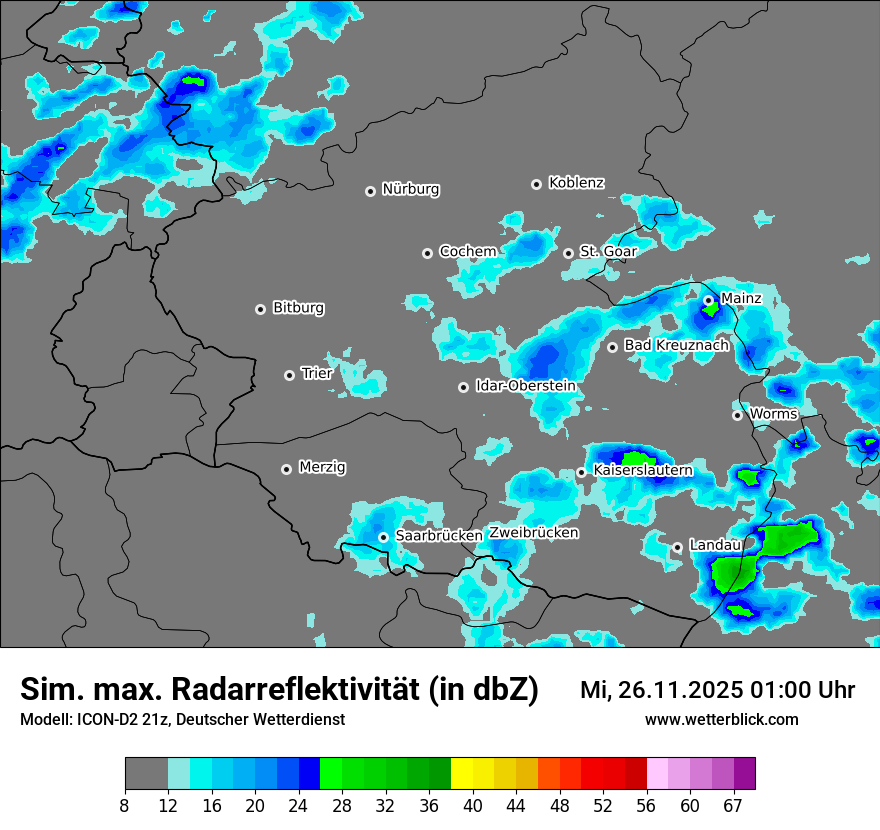 Modellkarten Simuliertes Radarbild