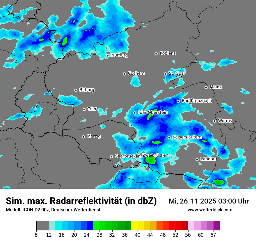 Modellkarten Simuliertes Radarbild