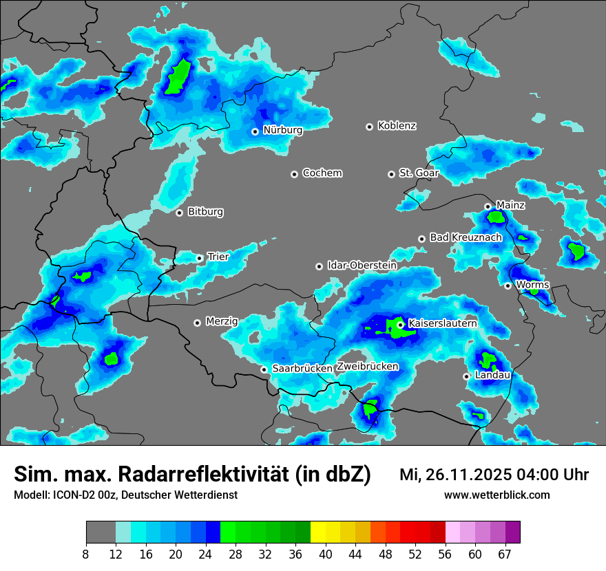 Modellkarten Simuliertes Radarbild