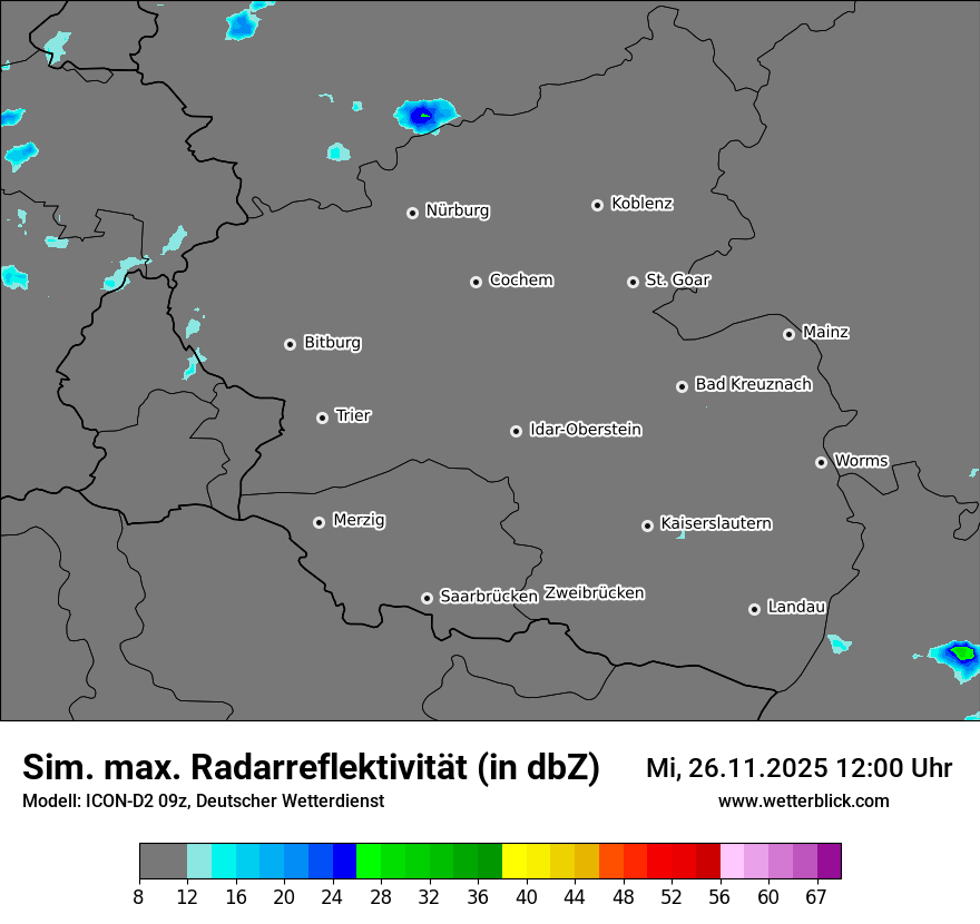 Modellkarten Simuliertes Radarbild