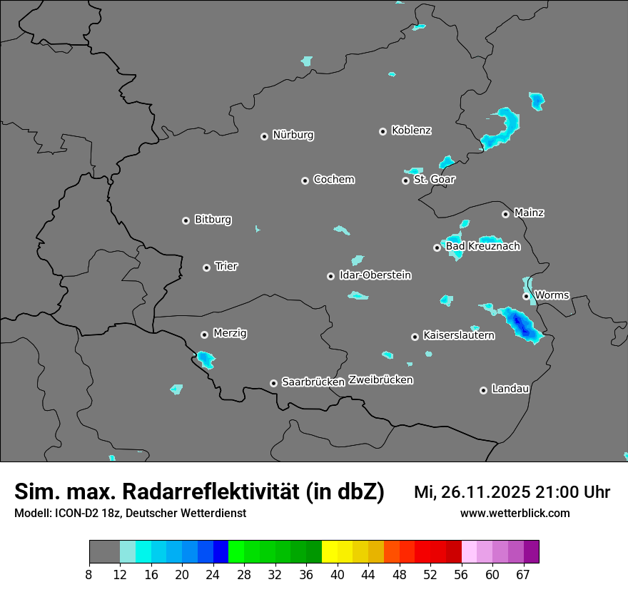 Modellkarten Simuliertes Radarbild