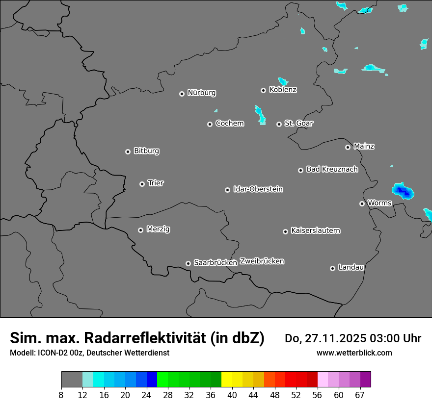 Modellkarten Simuliertes Radarbild