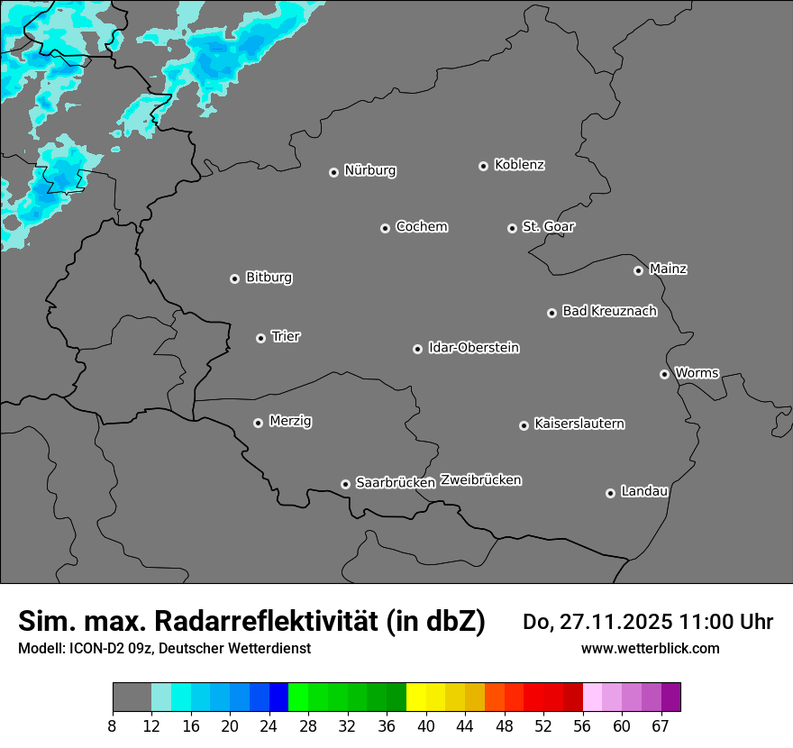 Modellkarten Simuliertes Radarbild