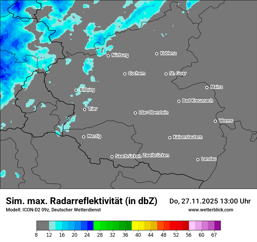 Modellkarten Simuliertes Radarbild