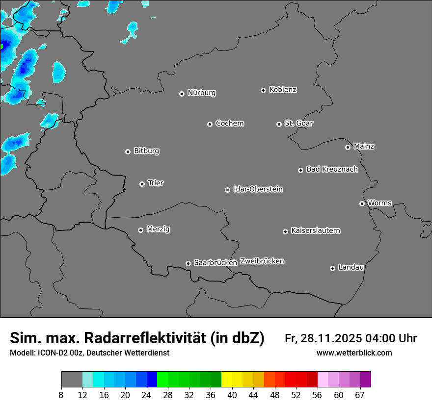 Modellkarten Simuliertes Radarbild
