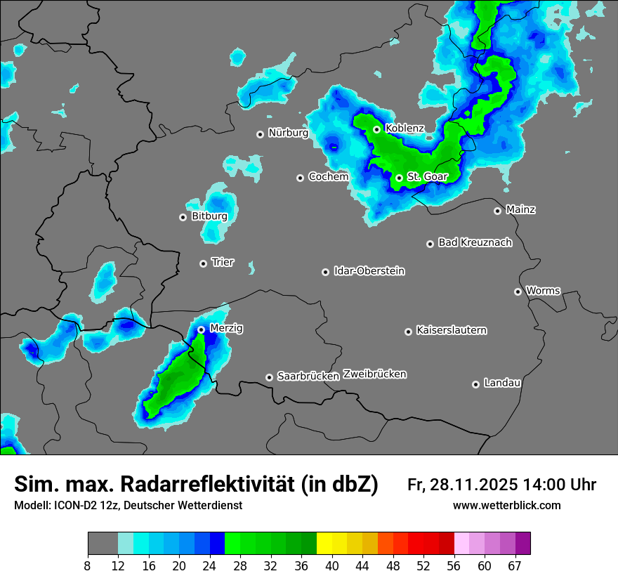 Modellkarten Simuliertes Radarbild