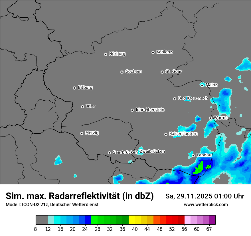 Modellkarten Simuliertes Radarbild