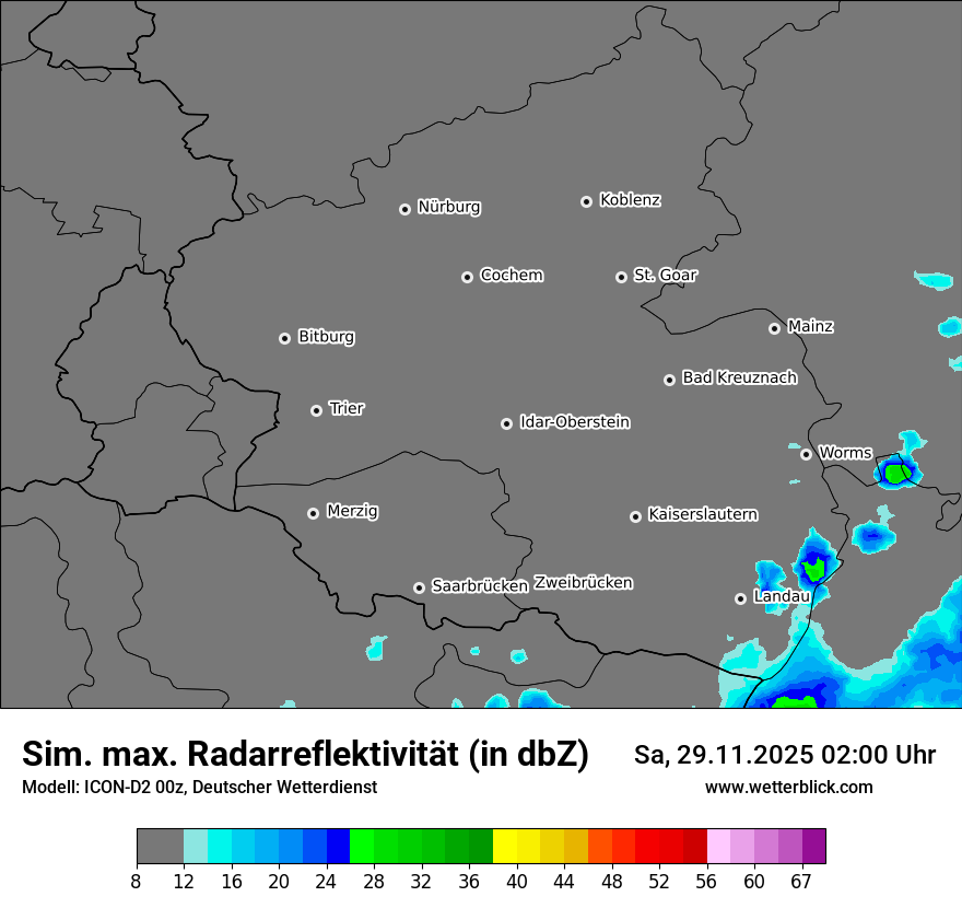 Modellkarten Simuliertes Radarbild