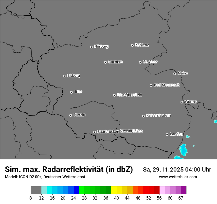 Modellkarten Simuliertes Radarbild