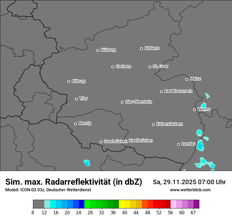 Modellkarten Simuliertes Radarbild