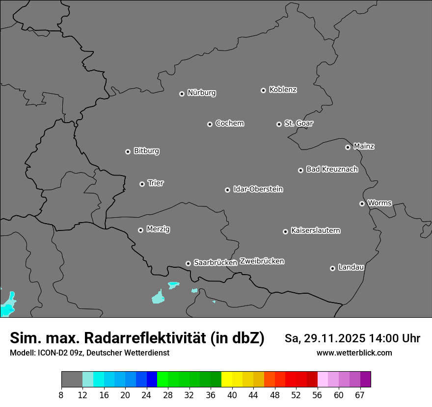 Modellkarten Simuliertes Radarbild