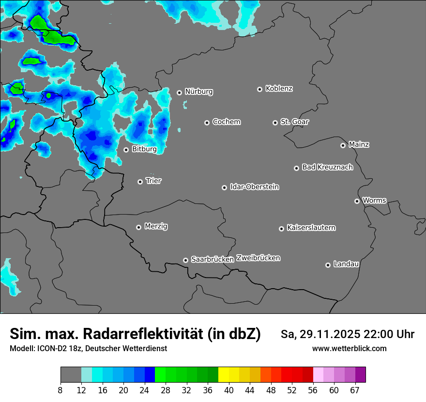 Modellkarten Simuliertes Radarbild