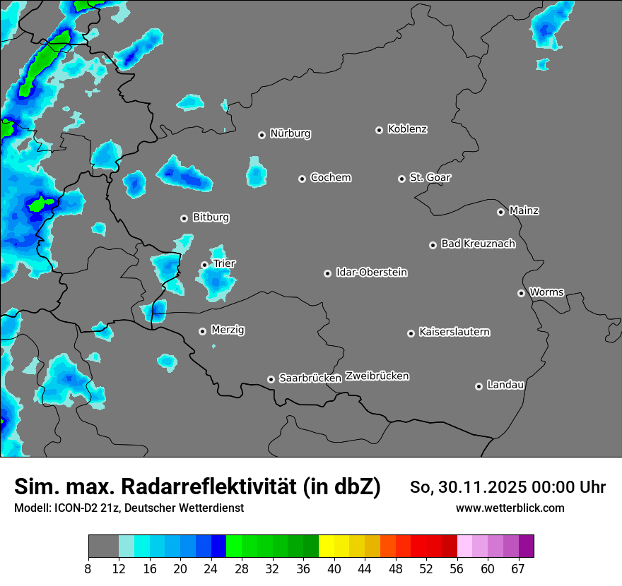 Modellkarten Simuliertes Radarbild