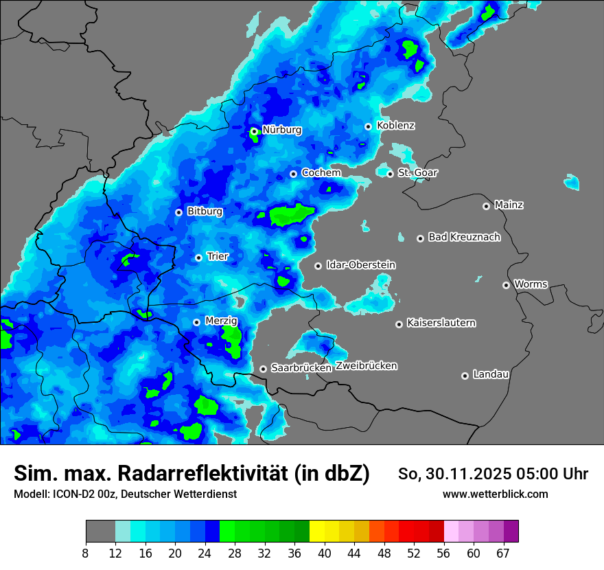 Modellkarten Simuliertes Radarbild