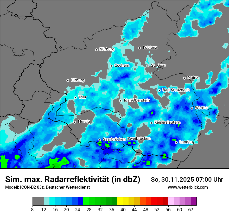 Modellkarten Simuliertes Radarbild
