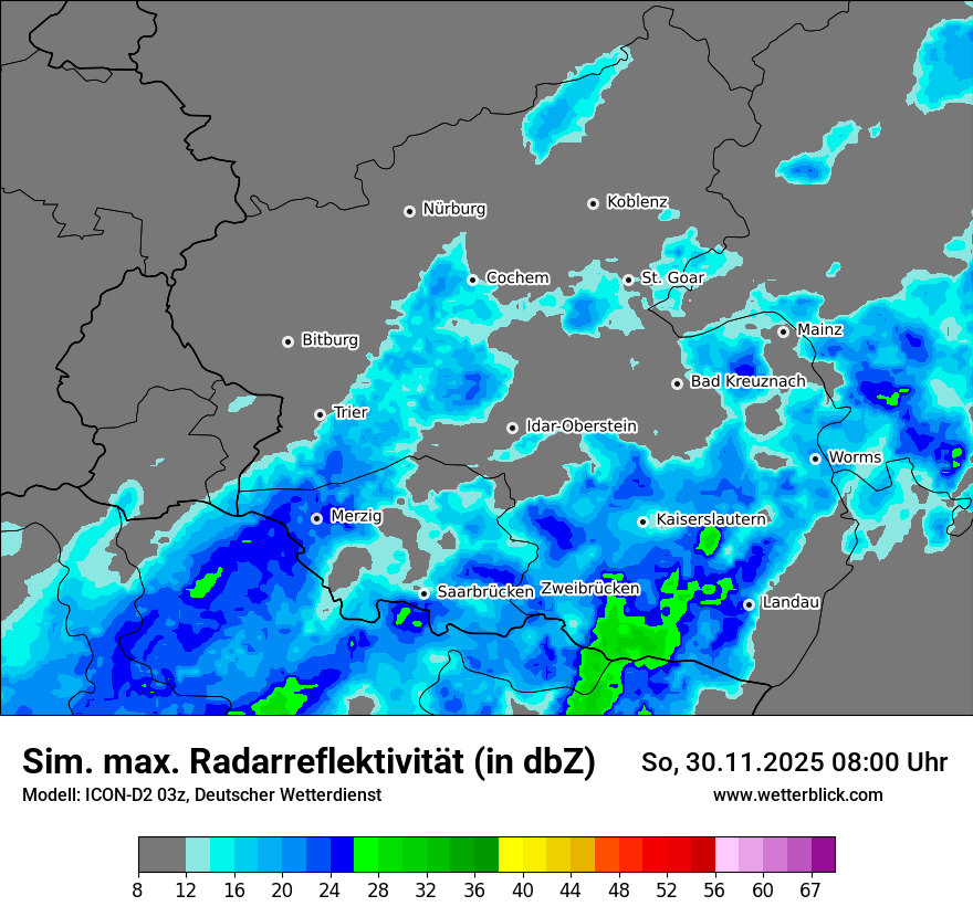 Modellkarten Simuliertes Radarbild