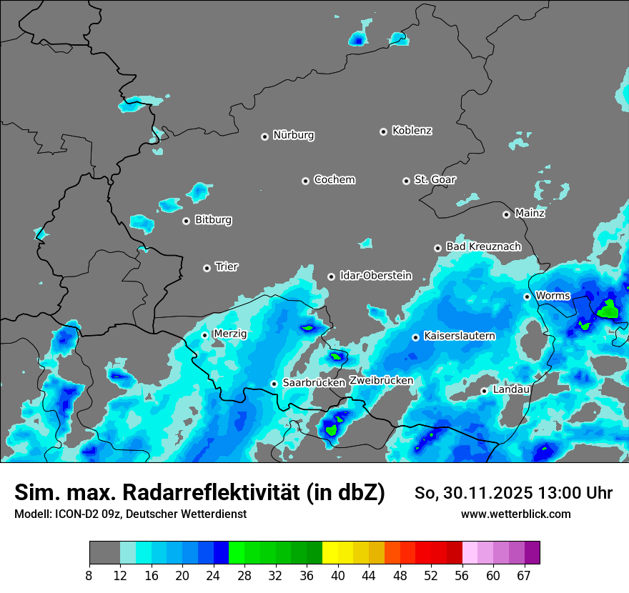 Modellkarten Simuliertes Radarbild