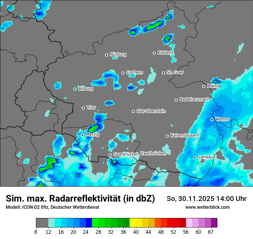 Modellkarten Simuliertes Radarbild