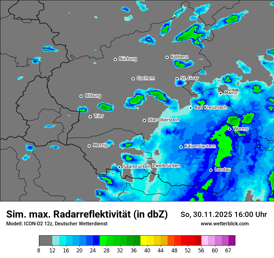Modellkarten Simuliertes Radarbild