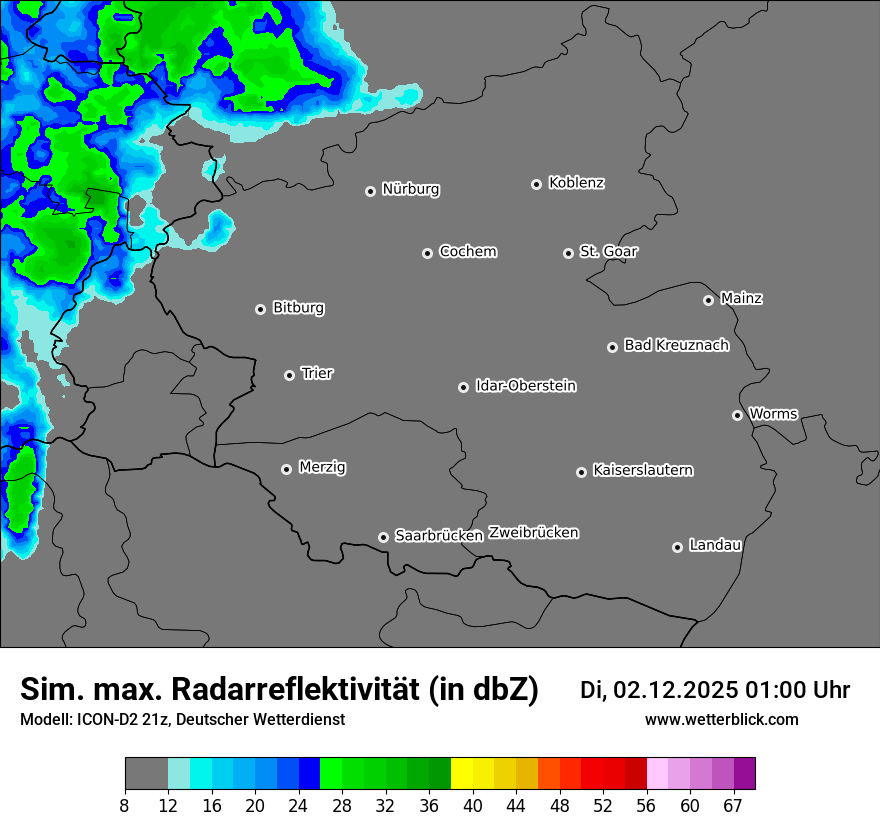 Modellkarten Simuliertes Radarbild