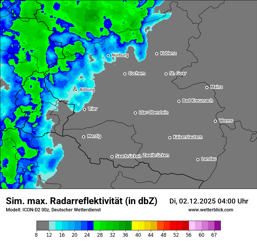 Modellkarten Simuliertes Radarbild