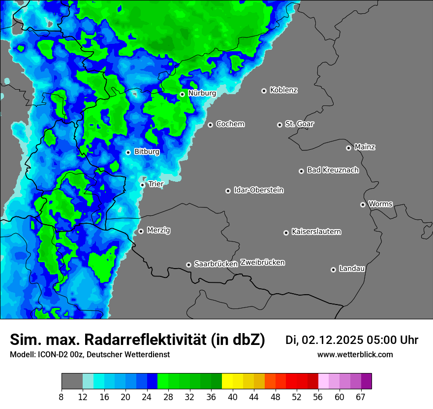 Modellkarten Simuliertes Radarbild