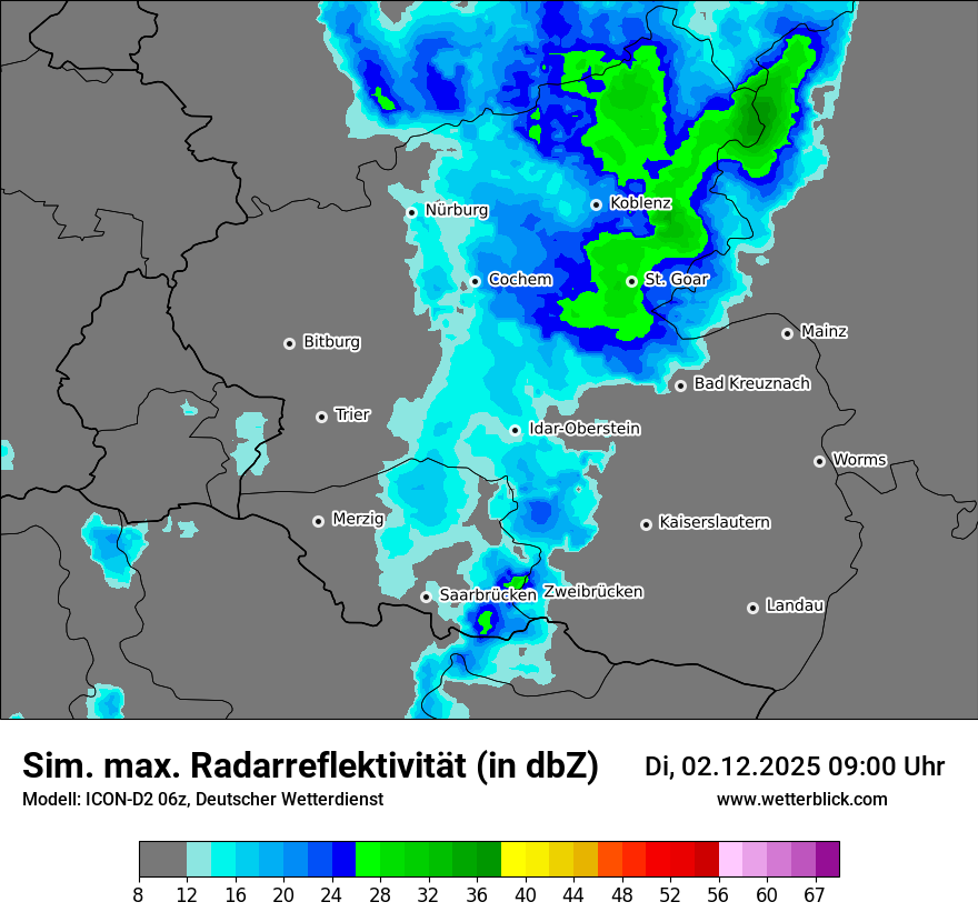Modellkarten Simuliertes Radarbild