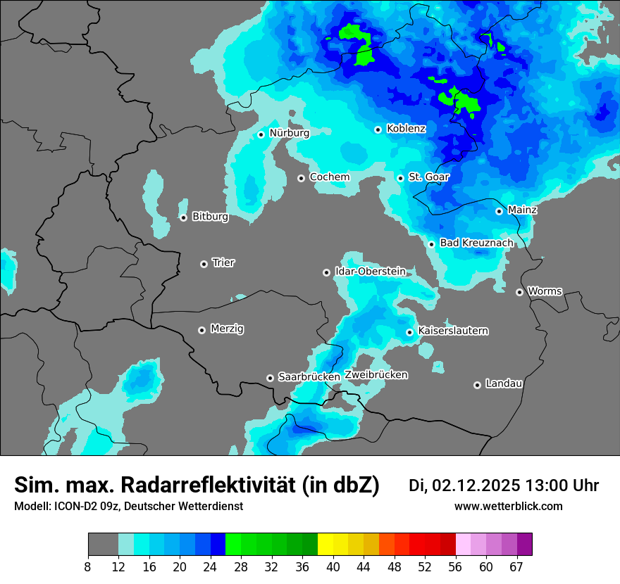 Modellkarten Simuliertes Radarbild