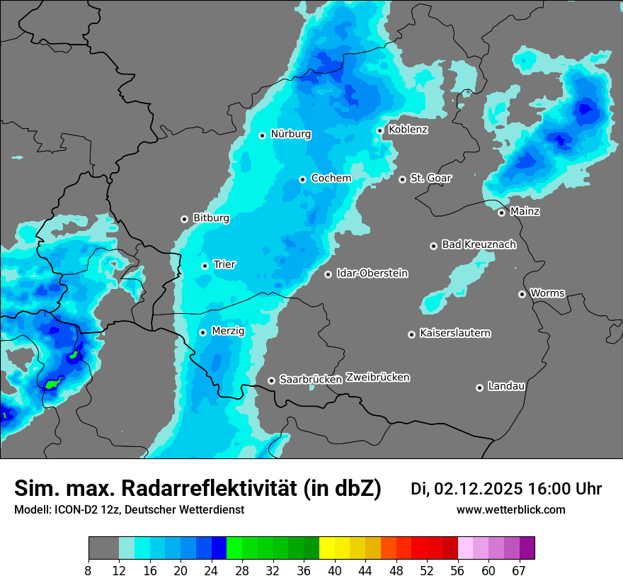 Modellkarten Simuliertes Radarbild