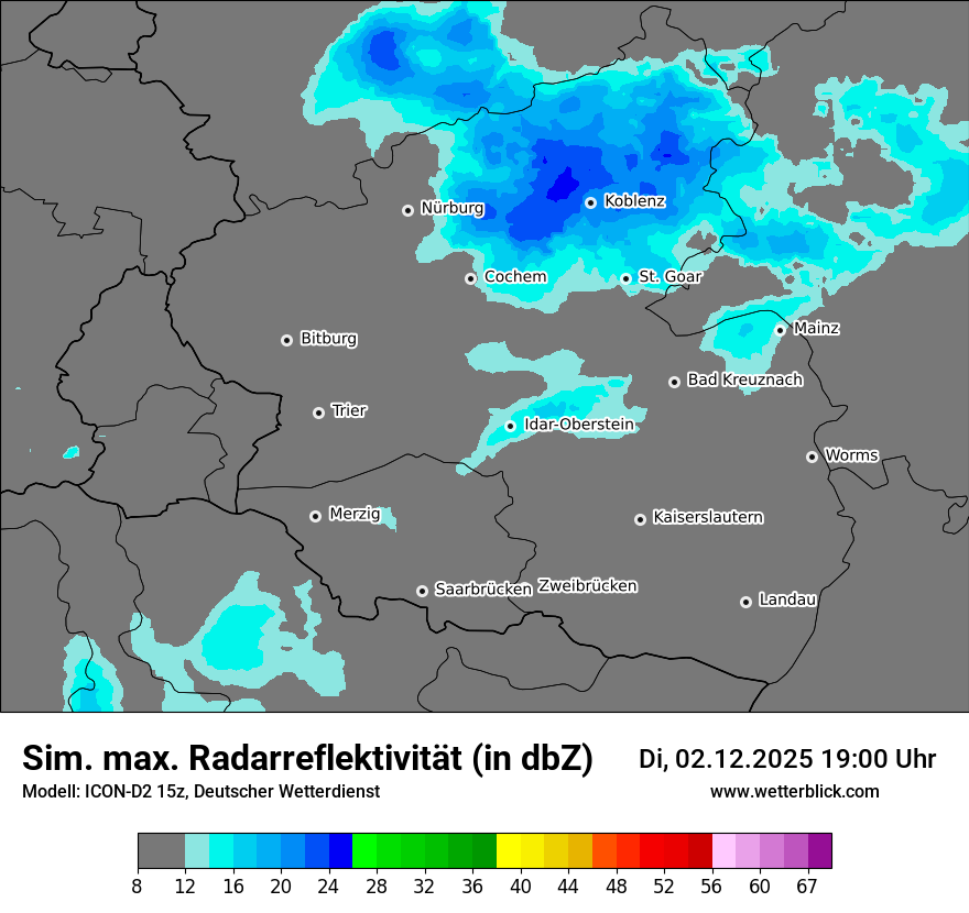 Modellkarten Simuliertes Radarbild