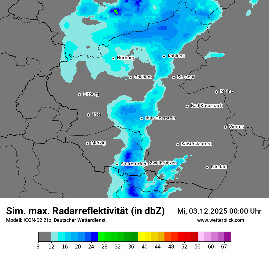 Modellkarten Simuliertes Radarbild