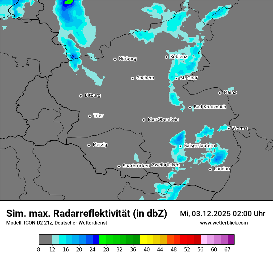 Modellkarten Simuliertes Radarbild
