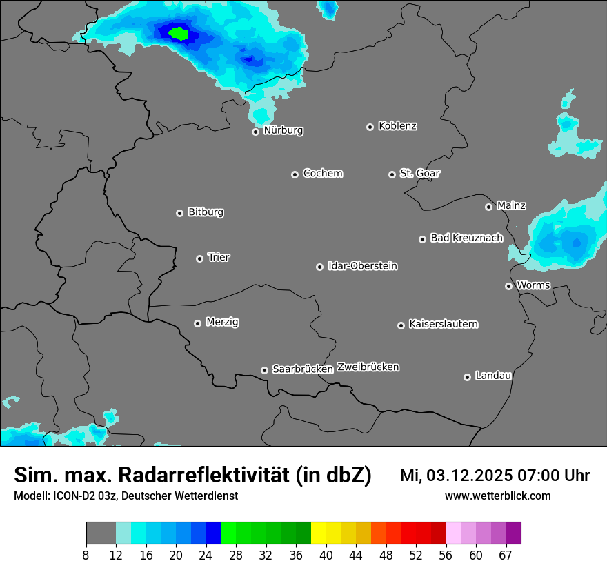 Modellkarten Simuliertes Radarbild