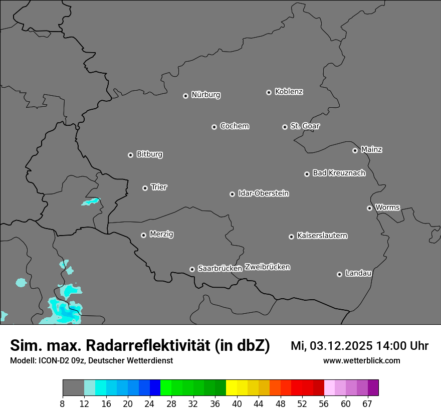 Modellkarten Simuliertes Radarbild